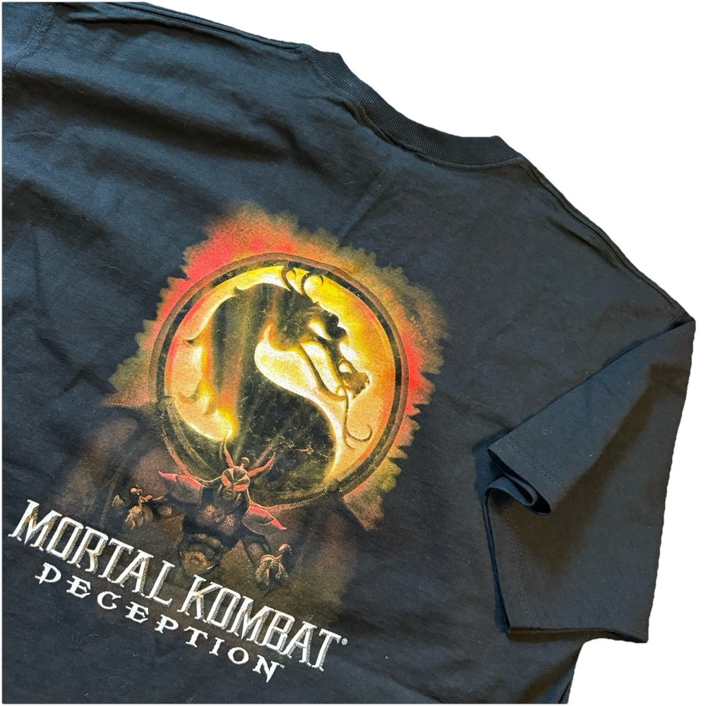 Vintage Men's XL 2004 Mortal Kombat Deception Promo T-Shirt By Midway Black‎